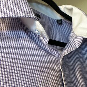 Tailorbyrd Lavender Check Dress Shirt 18.5/34-35